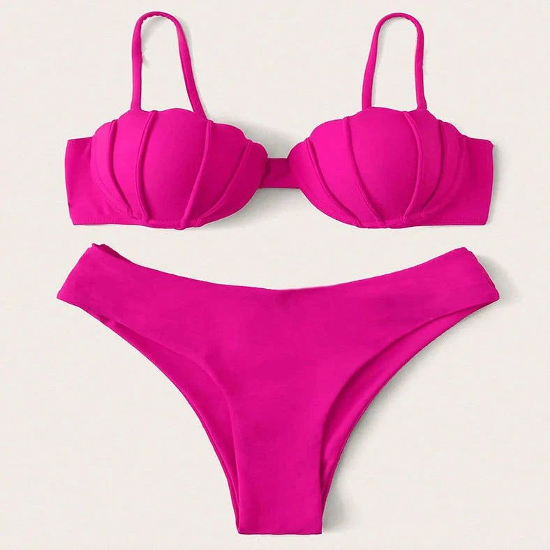 Sling I women's beach bikini swimsuit in rose red, black, or blue with sleeveless design and polyester fabric