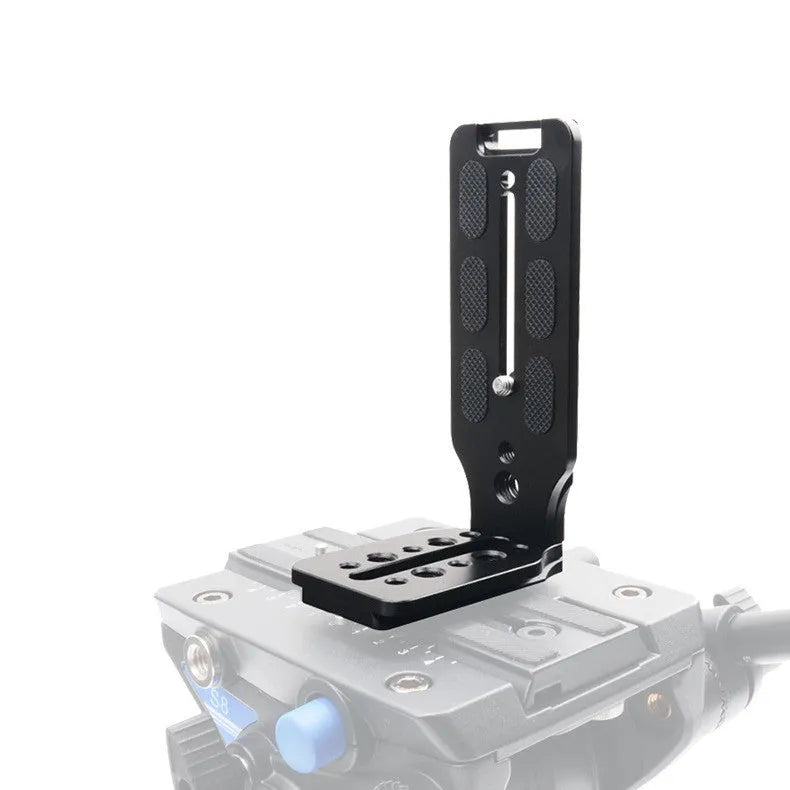 Universal L-Type fast mounting plate for Nikon DSLR cameras in black aluminium alloy