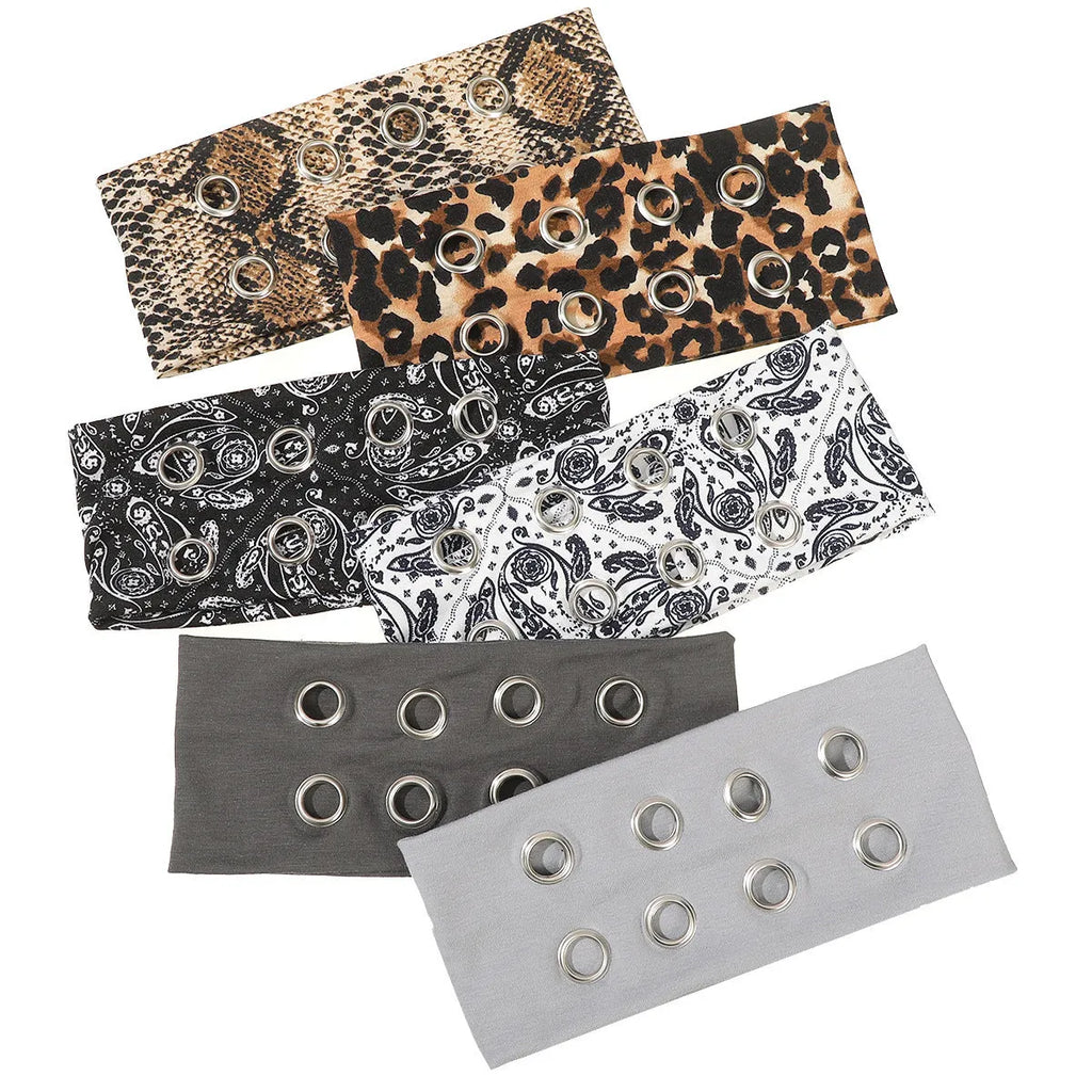 Punk style metal circle pullover hair band for exercise in multiple colour options.