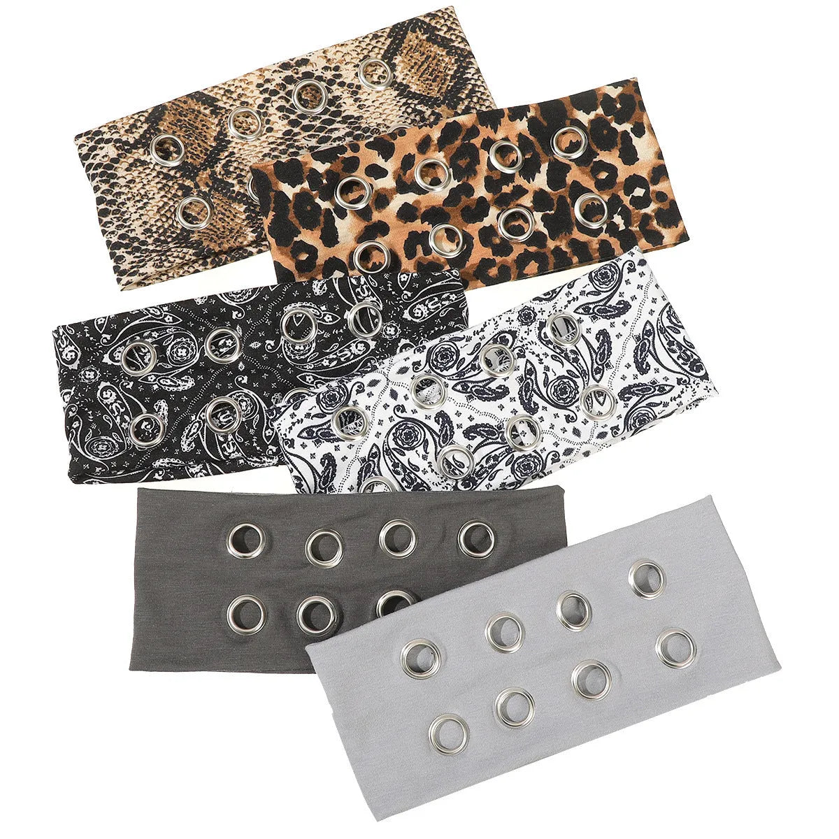 Punk style metal circle pullover hair band for exercise in multiple colour options.