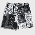 Men's thin polyester mesh beach shorts in various colours, showing simple printed design