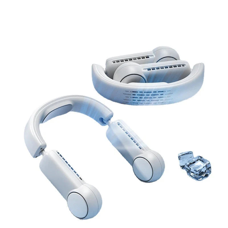 Portable neck fan with USB rechargeable battery and adjustable 3-speed settings