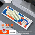 Bluetooth mechanical gaming keyboard with USB-C charging port and dual-colour Blue Orange or Black And Red options
