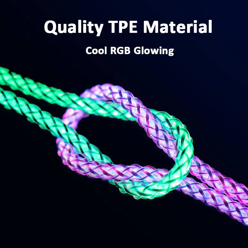 Phantom gradient coloured USB charging cable with Lightning, Micro USB and USB-C connectors on 1.2 metre cable