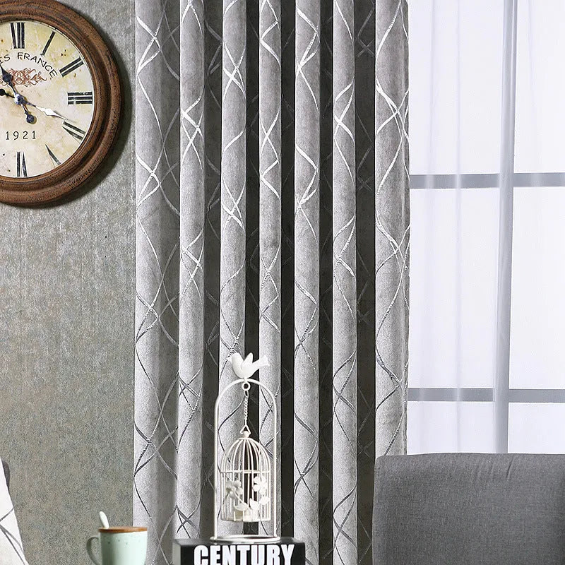Modern minimalist chenille blackout curtain panel in neutral colour for living room