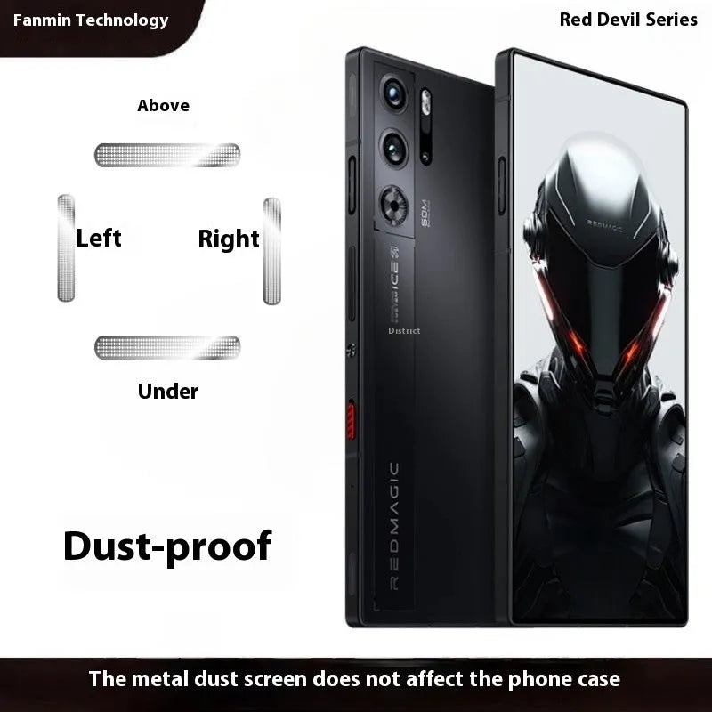 RED MAGIC metal dustproof net 4-pack black and silver for multiple phone models