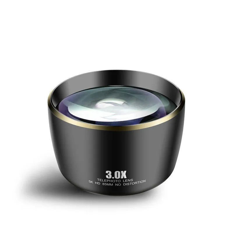 Charming Black 3.0X HD telephoto lens for smartphones with 85mm focal length on white background