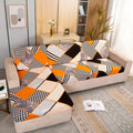 Printed non-slip polyester sofa seat cover with elastic edges in Hermes orange colour