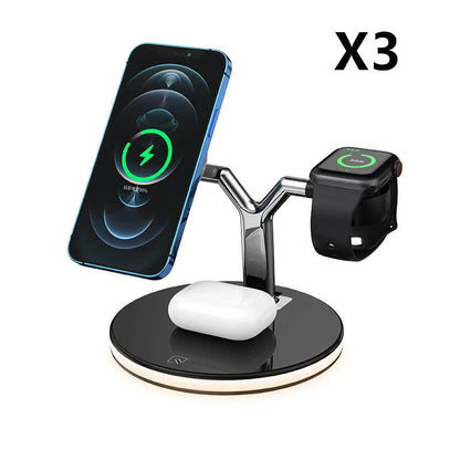 3-in-1 Magnetic Wireless Charger for Apple Devices in black and white