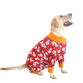 Cotton dog jumpsuit with four-legged design and long sleeves in cute print pattern