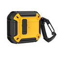 Clamshell plastic protective case for AirPods with hook attachment in two-tone colour options