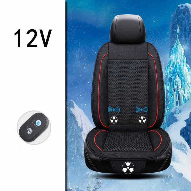 Car ventilation seat cushion with massage function measuring 60cm x 60cm in black colour