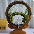 Handmade mushroom creative small night lamp with glass cover cylindrical shape on a table