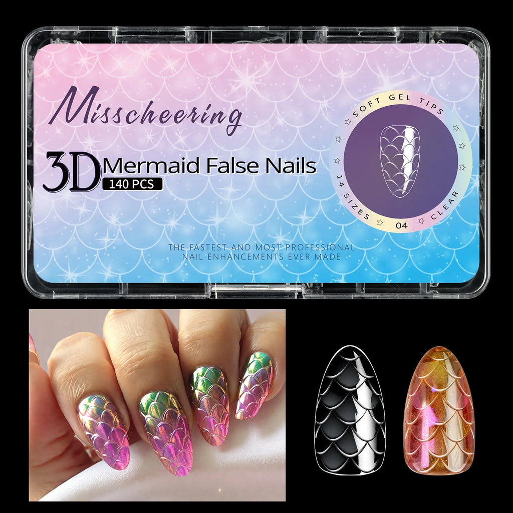 Pack of long plastic false nail tips for 3D sculpting and nail extensions.