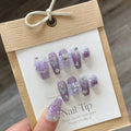 Wear Nail Pure Handmade Manicure nail stickers in Purple Iris Tectorum Butterfly design with four sizes and glue tube