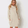 Women's lapel collar sweater with side pockets in imitation cashmere fabric