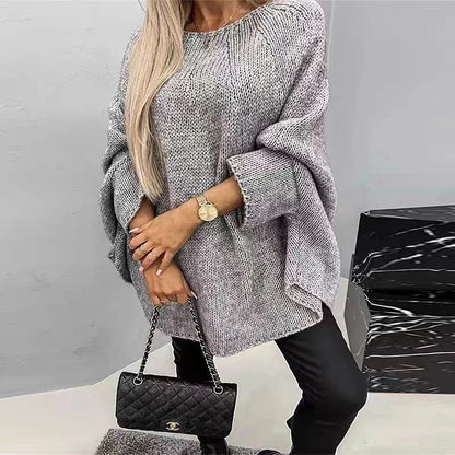 Winter oversized knitted shawl sweater with batwing sleeves in various colours