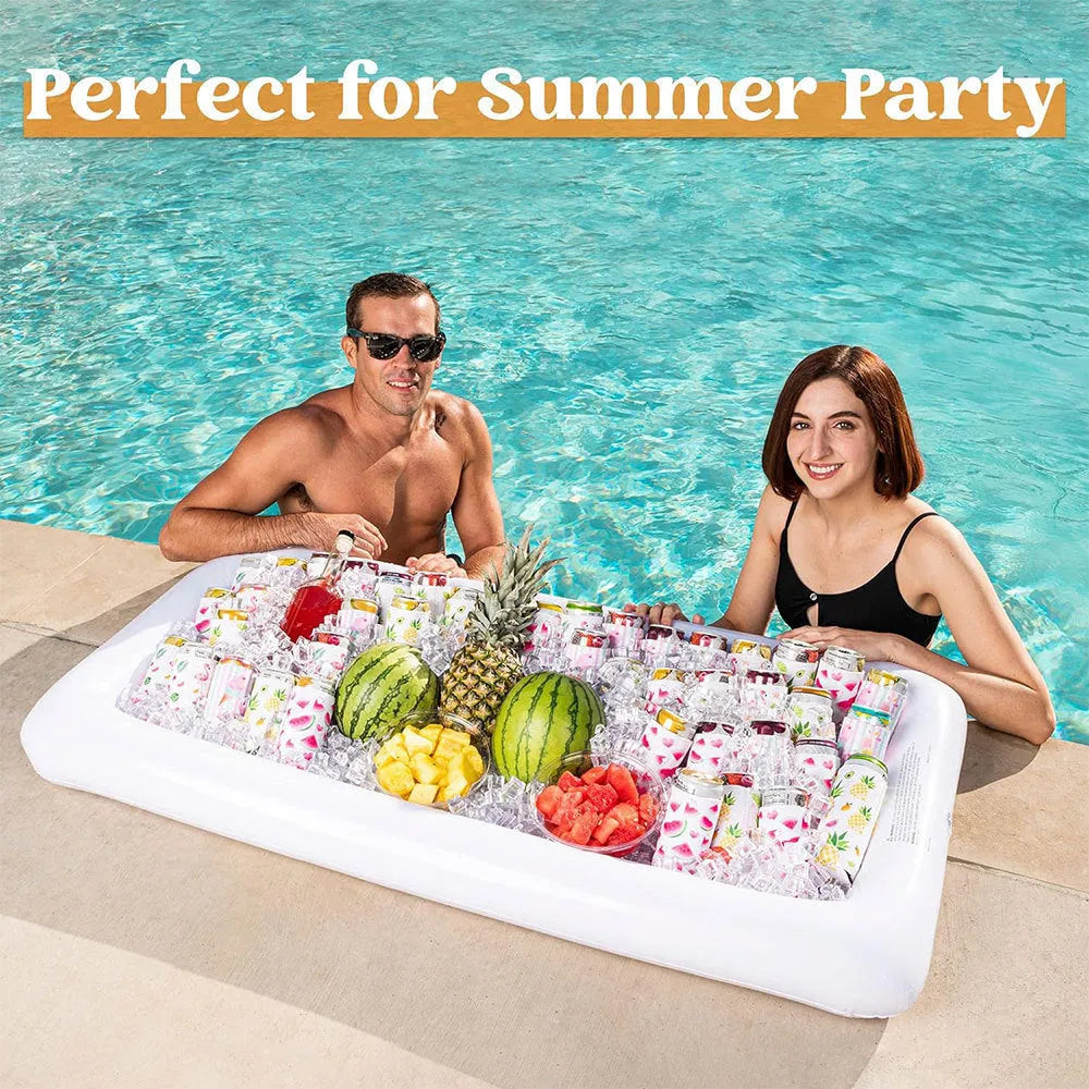 Inflatable PVC ice bar with cup holders and ice bucket accessories for party drink service