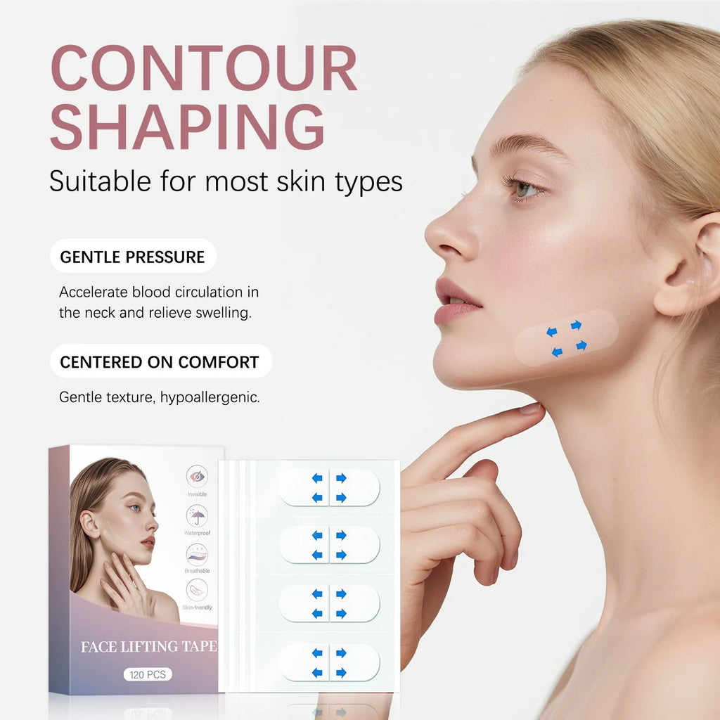 Pack of 120 chin lifting stickers for V face firming and wrinkle reduction