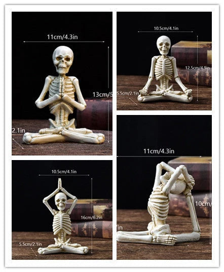 Halloween horror desktop decoration resin ornaments featuring detailed yoga skull skeletons