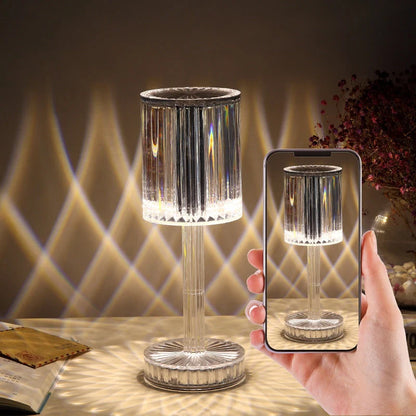Elegant crystal table lamp with dimmable LED lighting for home decor