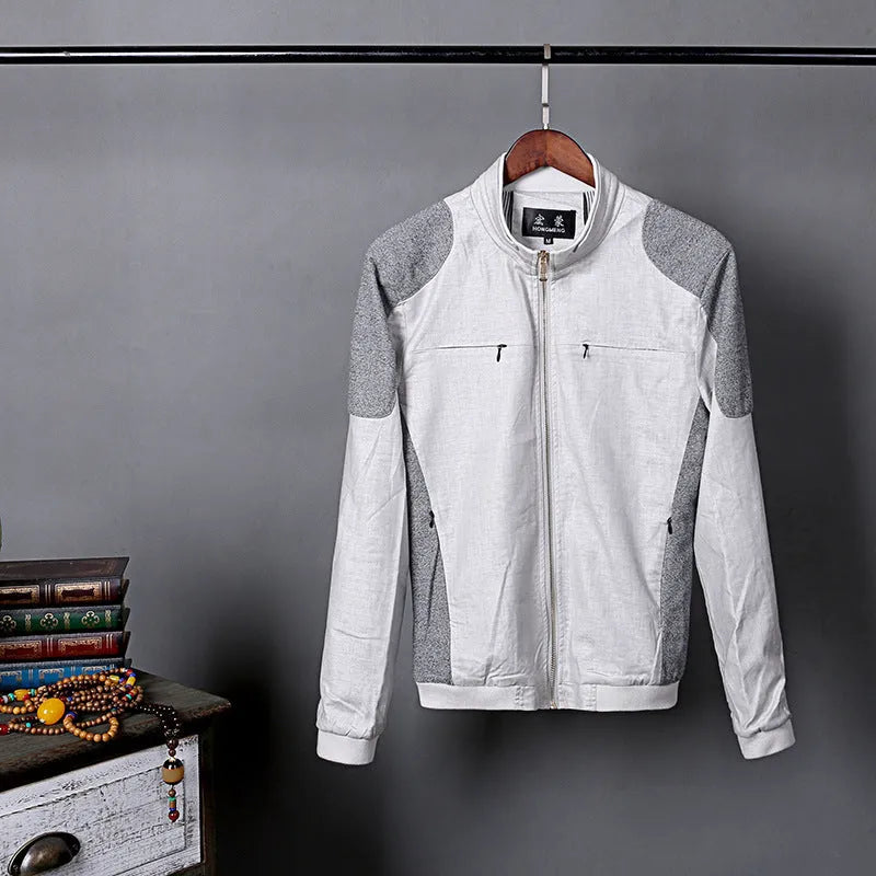 Men's thin cotton jacket in heather gray, grass green or blue for plus size casual wear