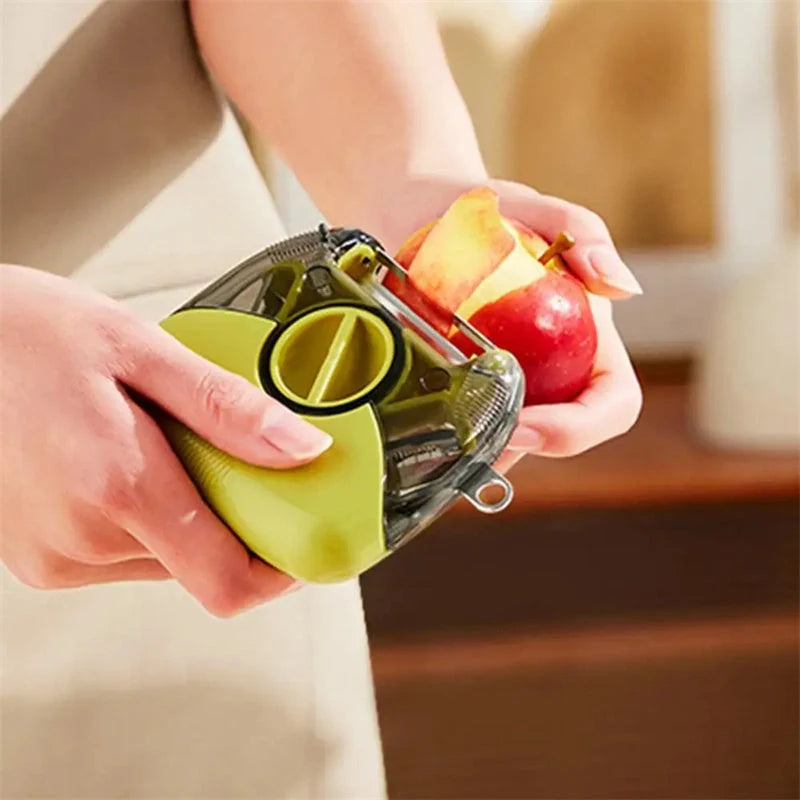 3-in-1 stainless steel peeler shredder with green and gray options for versatile kitchen tasks