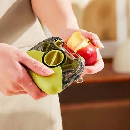 3-in-1 stainless steel peeler shredder with green and gray options for versatile kitchen tasks