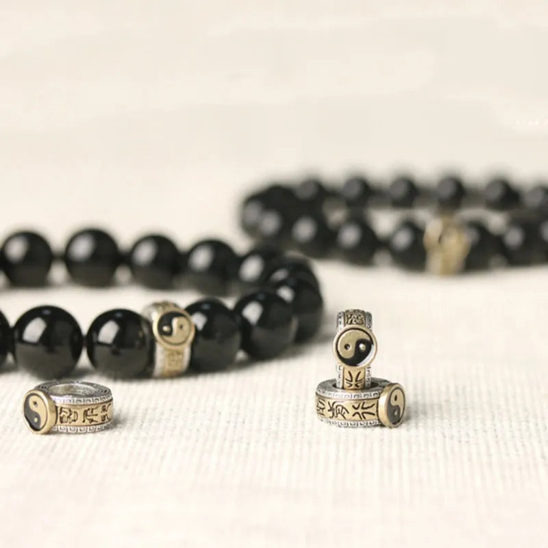 Black stone single ring bracelet for men and women, manual processing, 10mm or 12mm bead size, unisex style