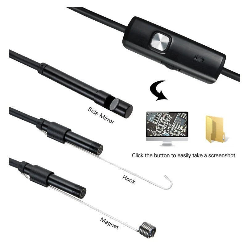 3-in-1 USB endoscope camera with adjustable LED lights, waterproof design, and high-resolution 1200P CMOS sensor