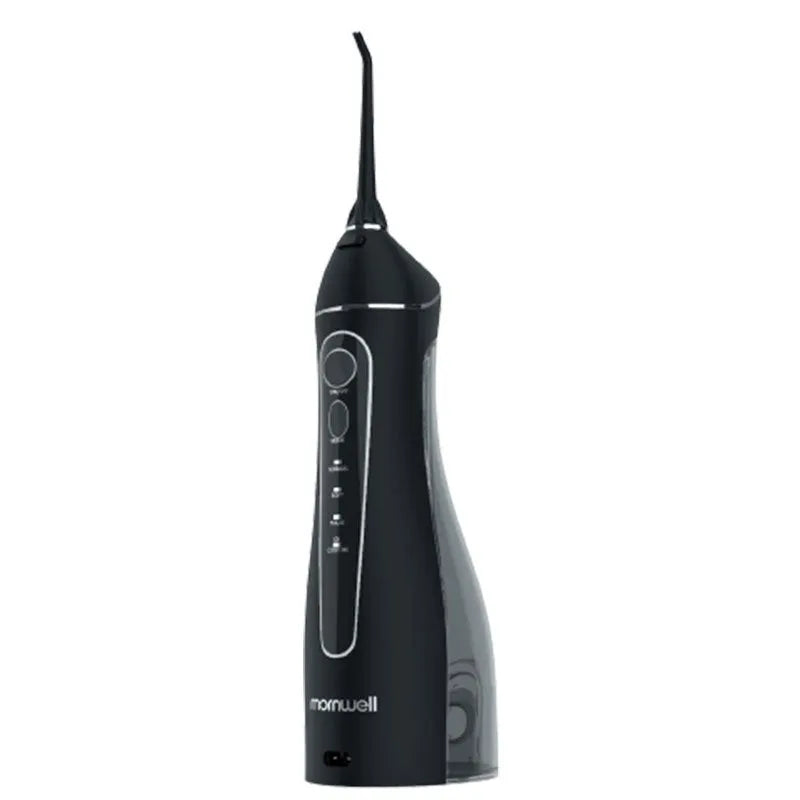 Black Prooral Mornwell portable oral irrigator with water reservoir and charging base