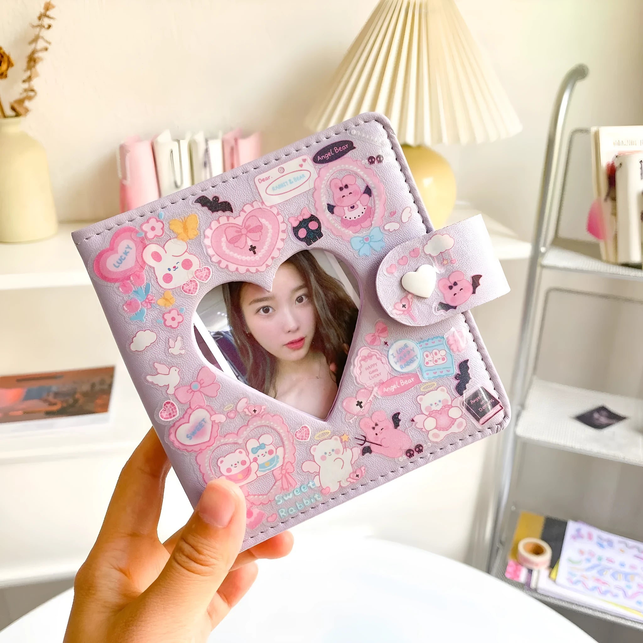 Clear PVC waterproof sticker sheet with cartoon designs for notebook and stationery decoration.