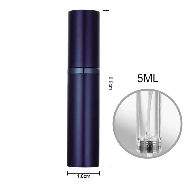 Compact perfume vaporizer in various colours with leak-proof design for travel