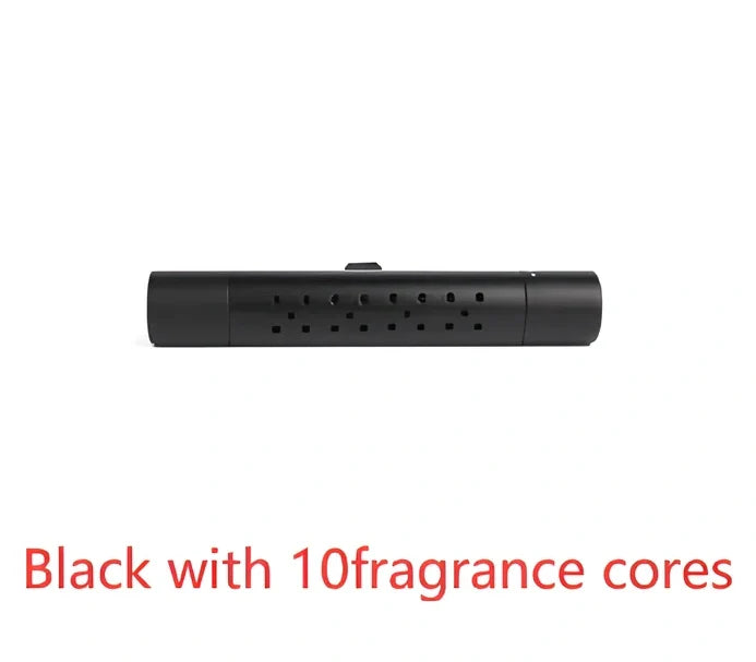 Silver aluminium alloy car vent clip-on air freshener, 83x13mm size, 46g, with replaceable fragrance cores