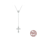 925 silver V-neck love cross pendant necklace with an O-ring chain in colour BSN384.