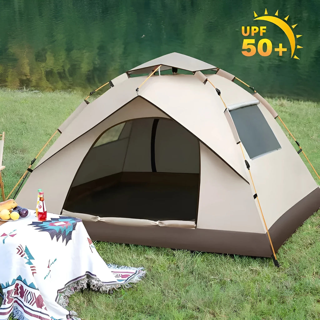 Silver pastebrushing sun-proof automatic pop-up tent quicksand gold coffee bottom for 2-4 people outdoors