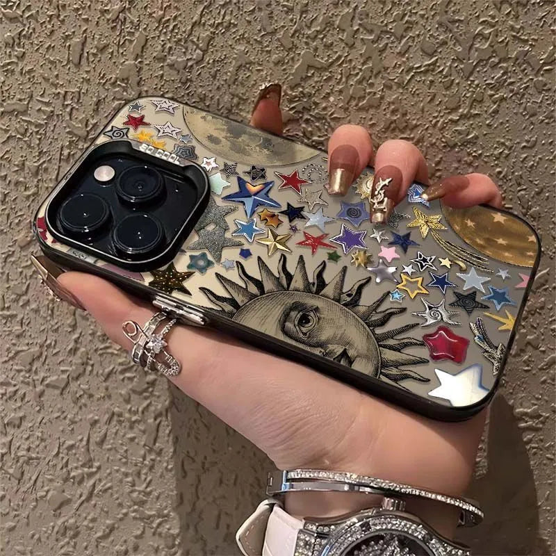 Silicone phone case with Sun Moon silver feather shell pattern for Apple iPhone