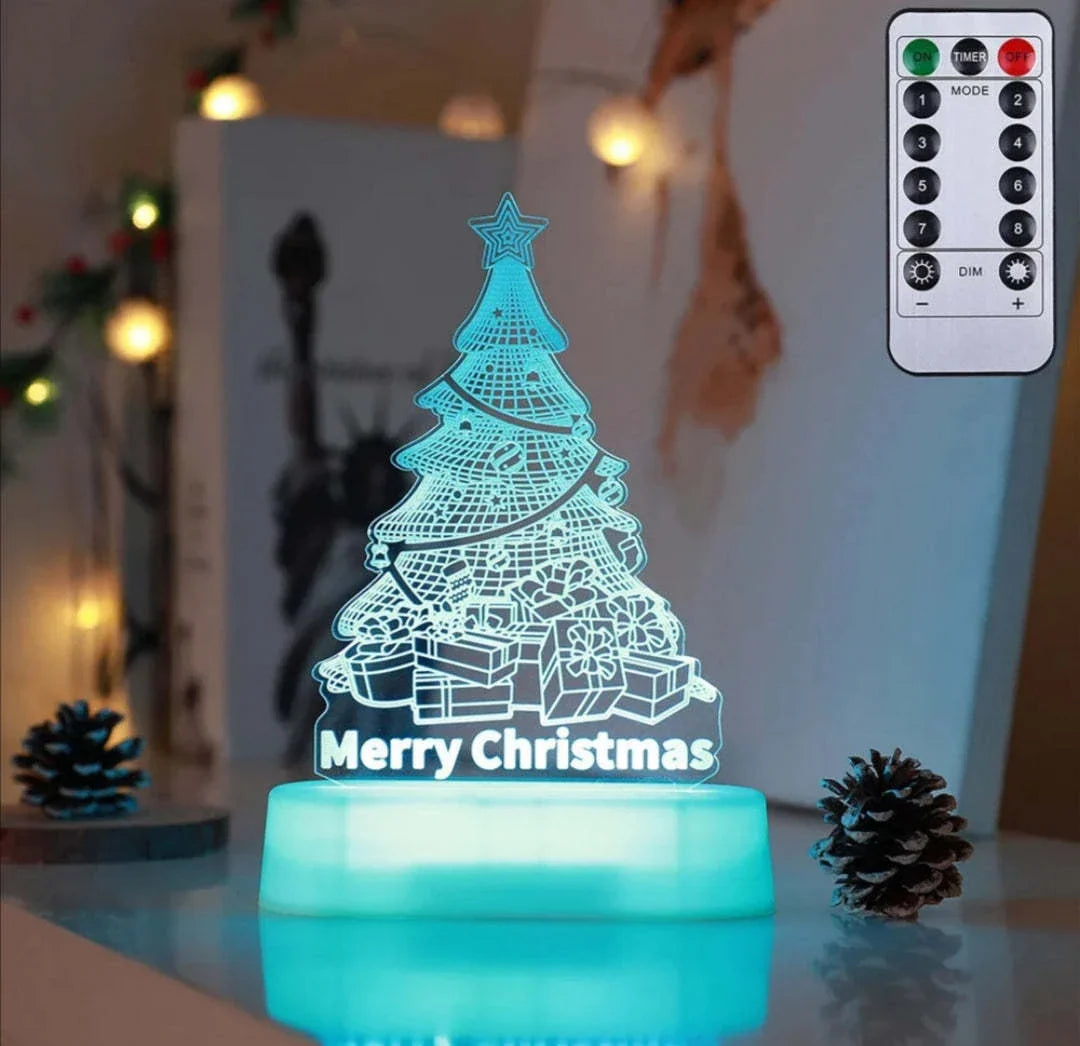 Elegant 3D Acrylic LED Christmas Lamp with intricate designs and warm, cozy lighting