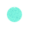 Round blue silicone pet licking mat with textured surface and central sucker on a white background.