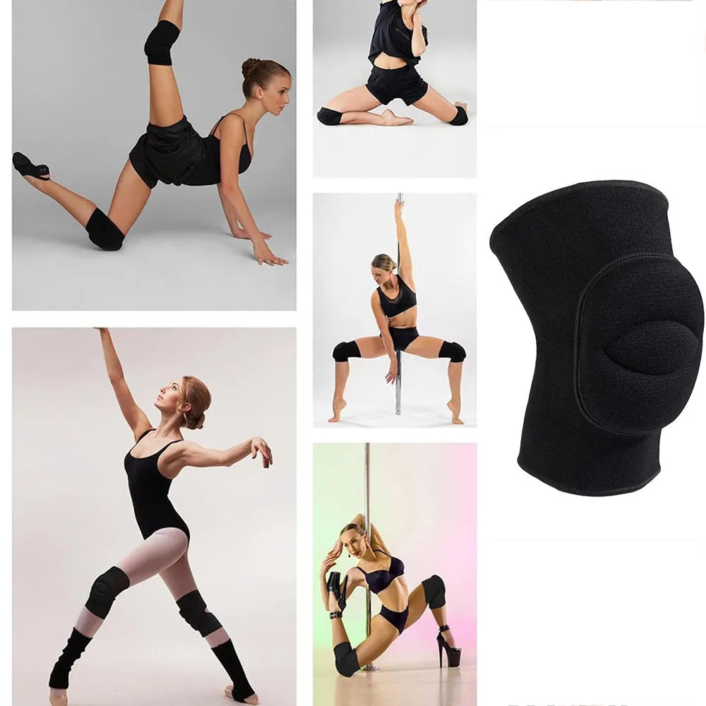 Black nylon thickened knee pad for sports joint protection, available in S M L sizes