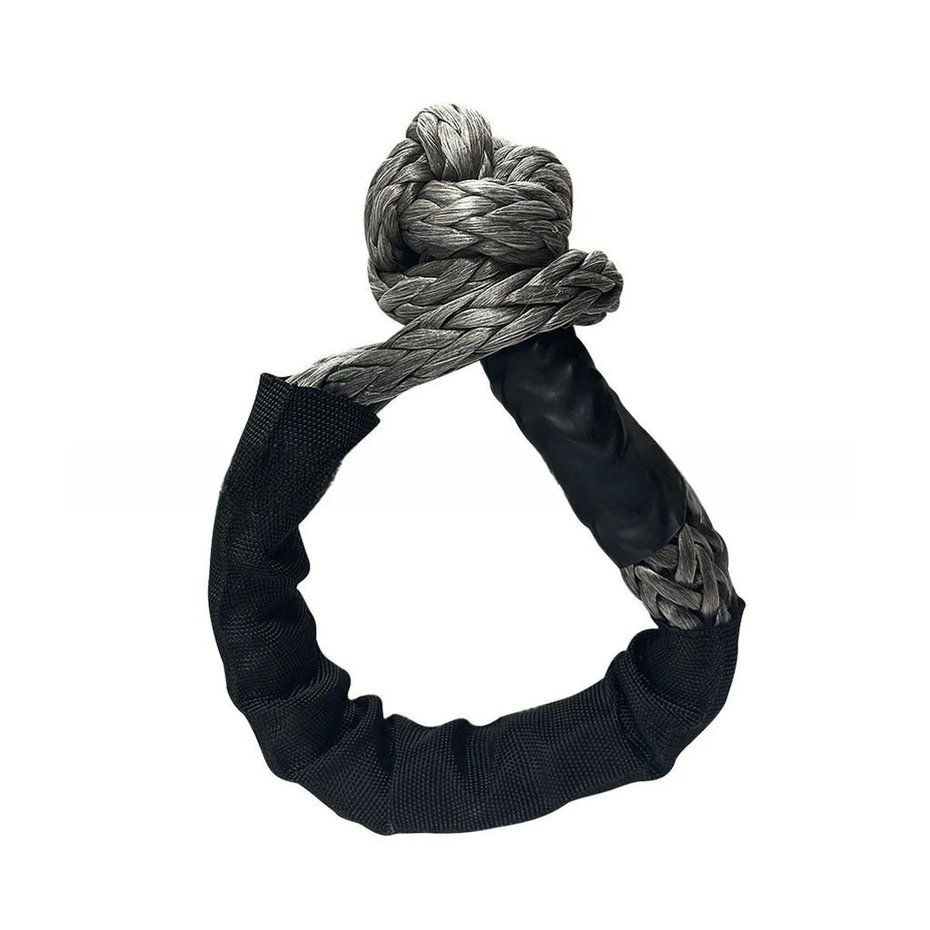 Polymer soft shackle trailer rope with 12mm diameter shown in various colour options