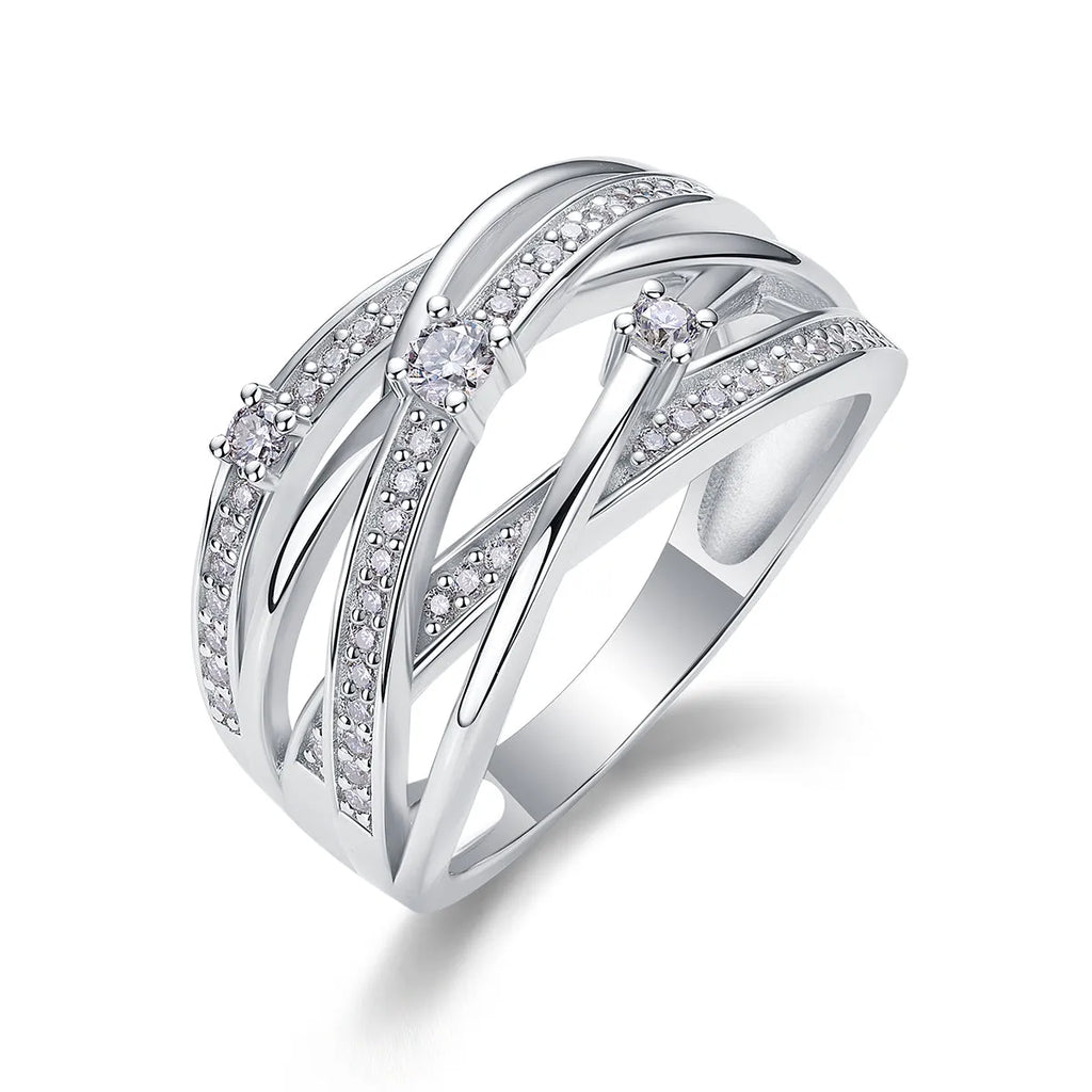 Diamond Shining moissanite wedding ring S925 silver platinum plated with GRA certificate in gift box