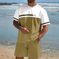 Men's loose fit short-sleeve T-shirt and shorts leisure suit set in polyester for summer