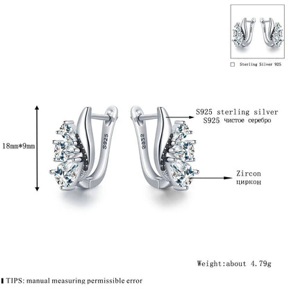 Classic Wings Shape Women's Drop-shaped Zircon Earrings in elegant black