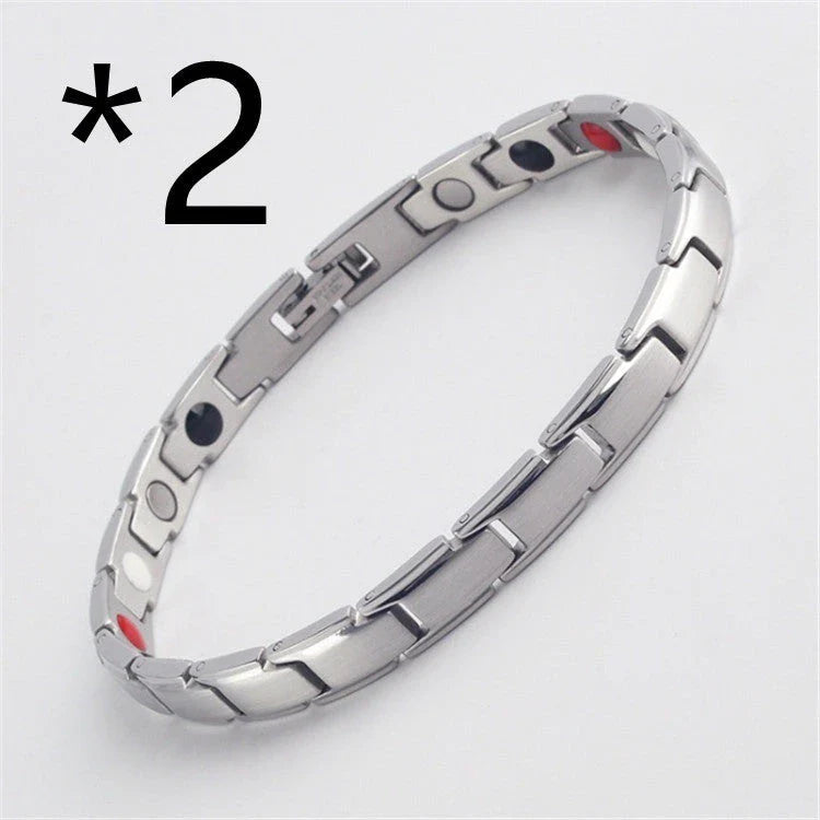 Stylish therapy bracelet with metal design for arthritis pain relief, weight loss, and energy boost