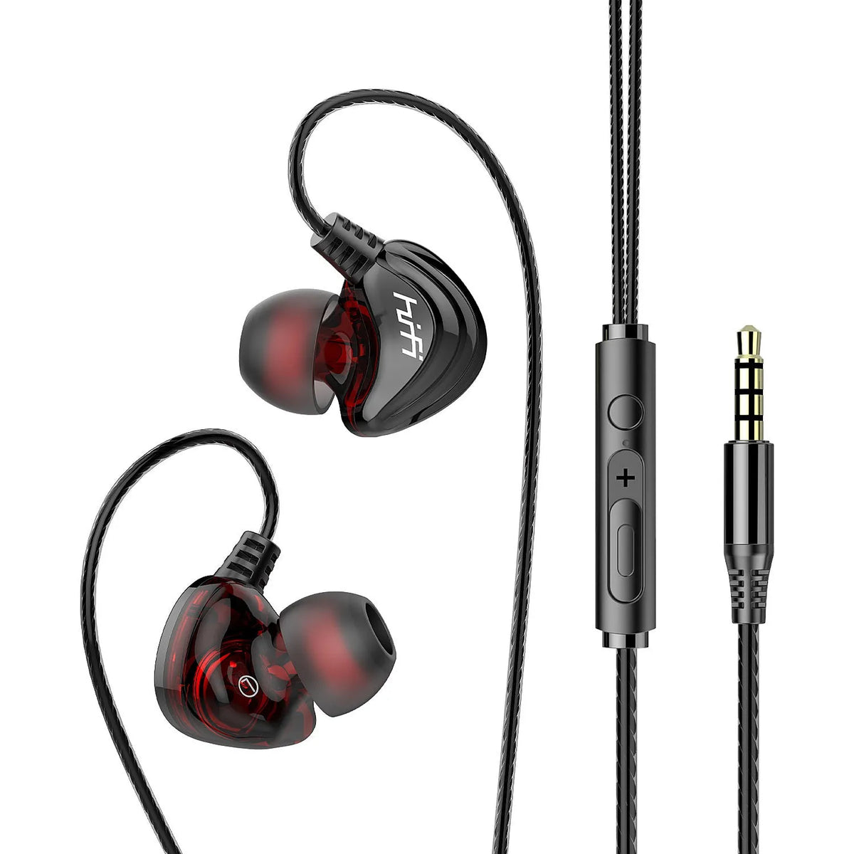 Wired in-ear headphones in gunmetal finish with 3.5mm straight plug and 1.2m cable