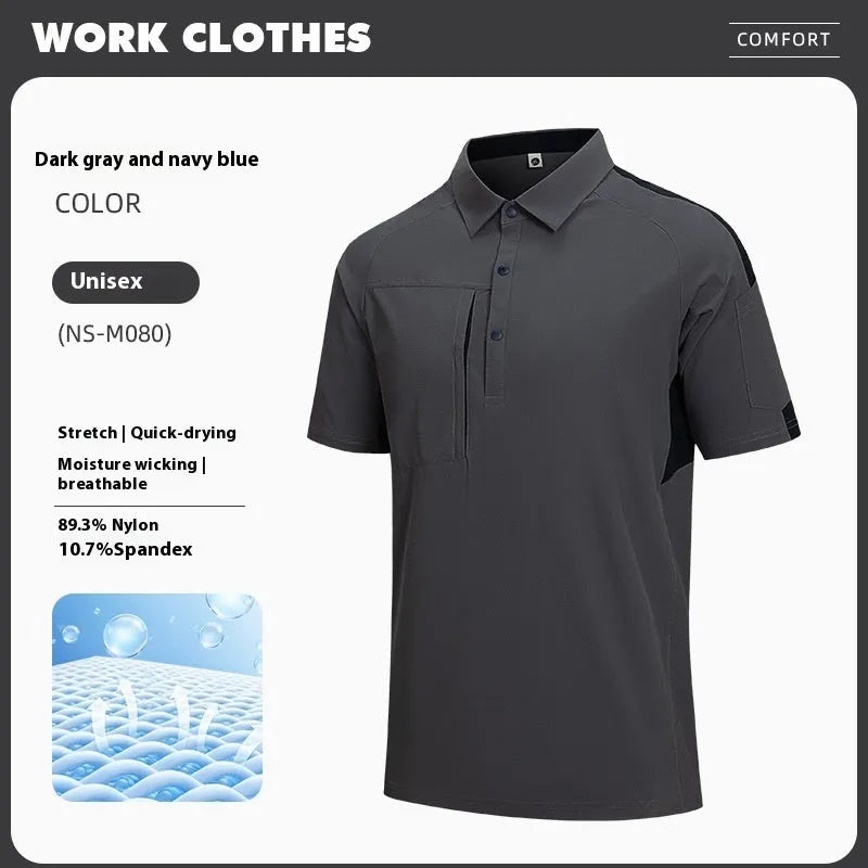 Men's loose fit short sleeve t-shirt with a stand collar and colour stitching detail in a classic colour.