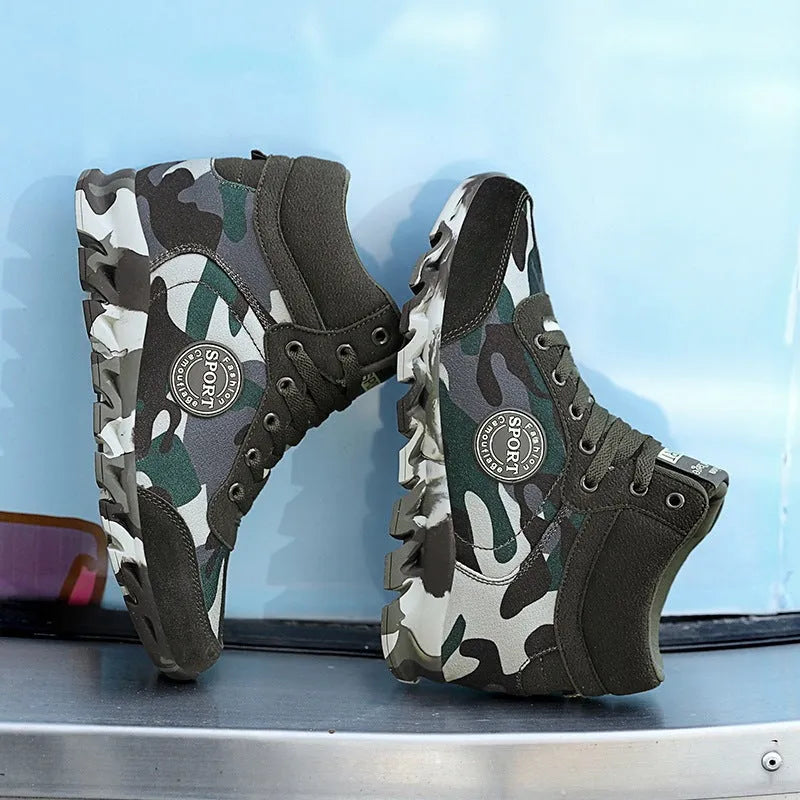 Women's green camouflage casual trainers with canvas upper and rubber sole