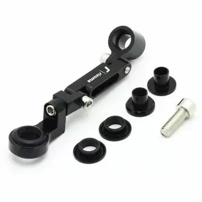 Universal 60mm motorcycle front brake fluid oil cup bracket in black finish shown on workbench