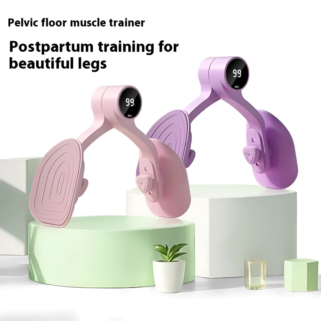 Pink pelvic floor muscle trainer with three resistance settings for postpartum recovery exercises